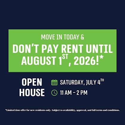 a promotional image offering a free move in for new residents until august 1st, 2026.