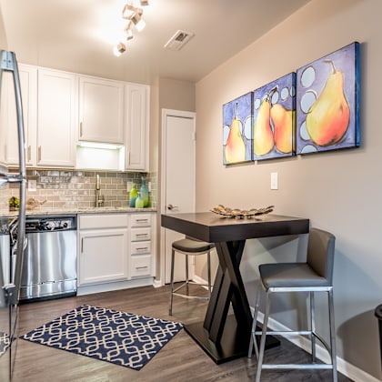 dining and kitchen at versailles apartments, towson, 21204