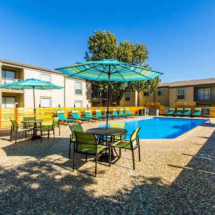 pool view at sausalito apartments, college station