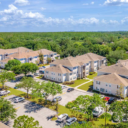 an aerial view of a neighborhood of houses