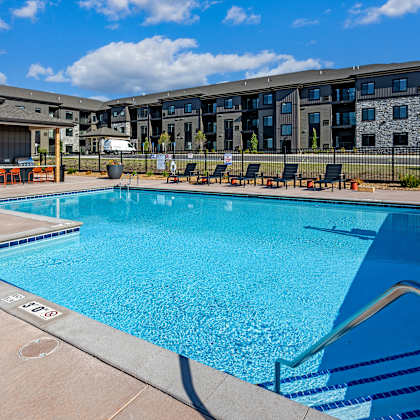 our apartments have a resort style pool with lounge chairs