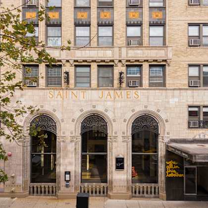 a building with the name saint james on it.