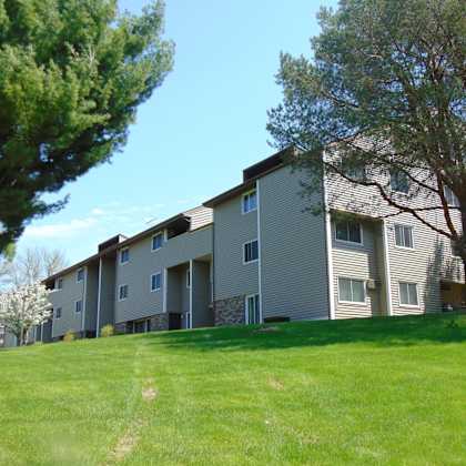 apartment building and grassy area