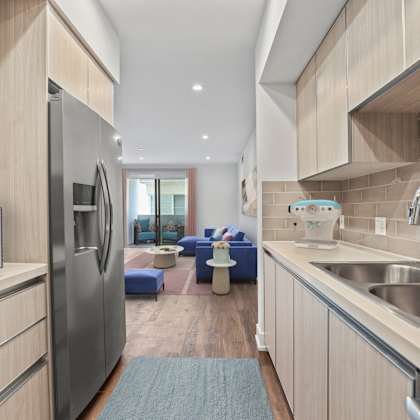 kitchen with energy-efficient appliances and ample cabinet storage