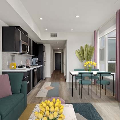 separate kitchen area at ogden garden by wiseman, los angeles