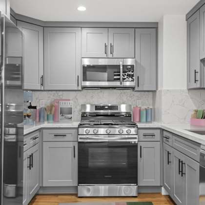 kitchen with stainless-steel refrigerator, stove, microwave oven, and dishwasher
