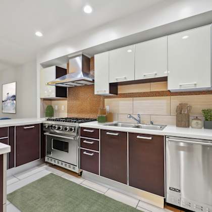 full-size kitchen with energy-effcient appliances and ample cabinet storage