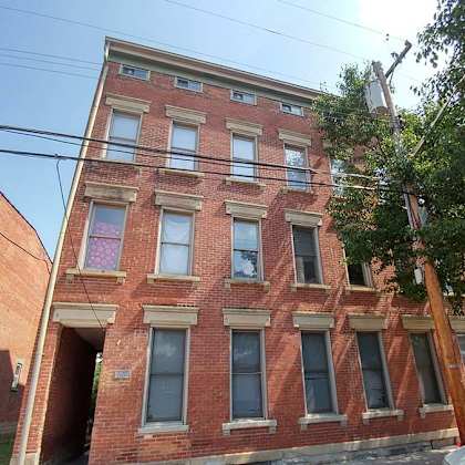 exterior of brick apartment building