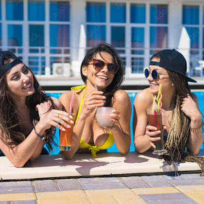 girls enjoying in pool