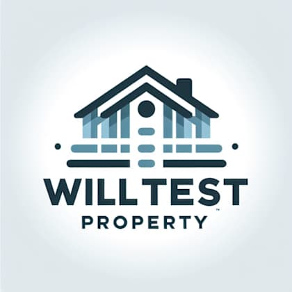 a logo for willtest property features a stylized house above the company name.
