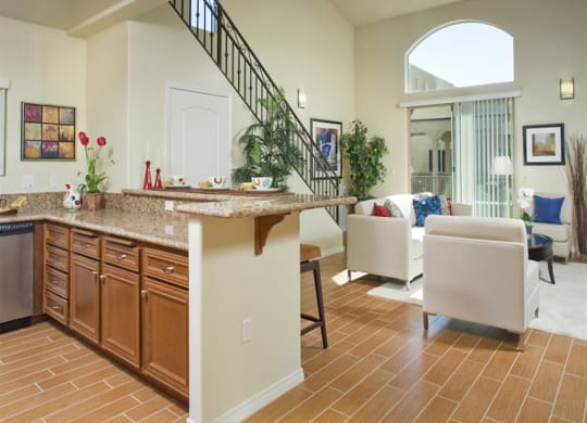 Spacious Living Room With Plank Flooring at The Verandas, California, 91304