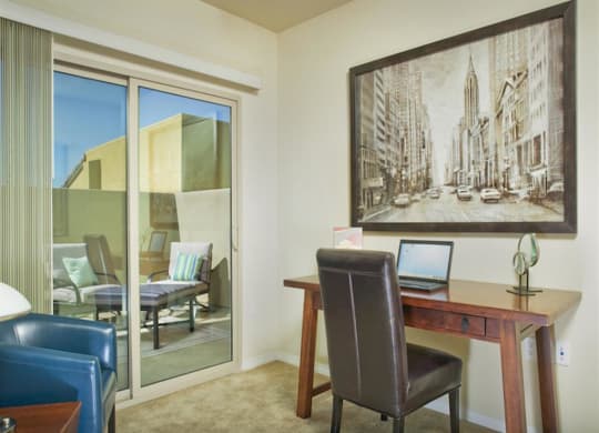 Work Table Along Side Balcony at The Verandas, Canoga Park, California