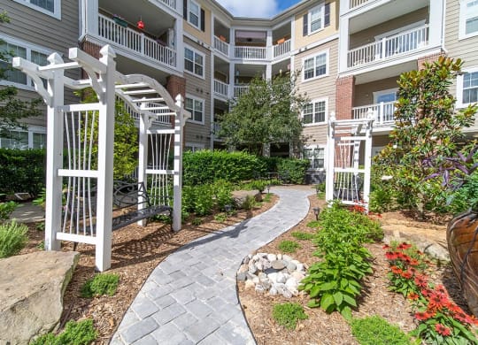 Outdoor Walking Space at Rose Heights Apartments, Raleigh, North Carolina