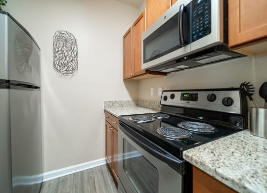 Electric Range In Kitchen at Rose Heights Apartments, Raleigh, North Carolina
