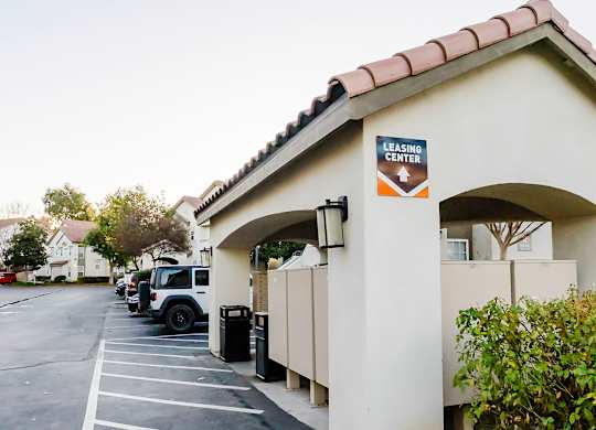 A leasing center with a parking lot in front. at Legends at Rancho Belago, Moreno Valley, CA, 92553