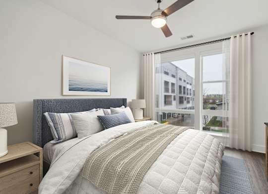 Bedroom With Ceiling Fan at The Sully, Chantilly, Virginia