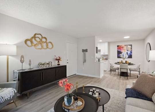 our apartments offer a living room and dining room with an open floor plan at St. Andrews Reserve, North Carolina