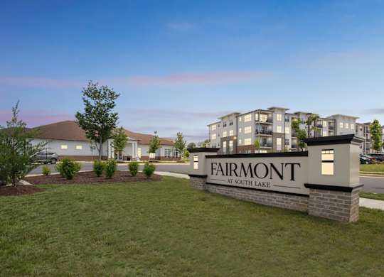 The image shows a sign that says Fairmont at South Lake in front of a building.
