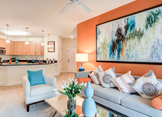 Living Room With Kitchen View at 800 Carlyle, Alexandria, Virginia
