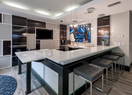 Fitted Kitchen With Island Dining at 800 Carlyle, Virginia