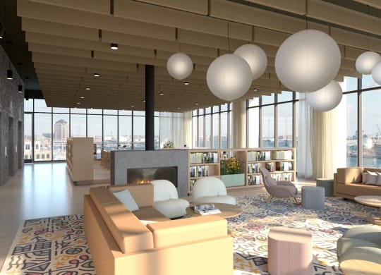 Sitting Area in the Library at Allied Harbor Point, Baltimore