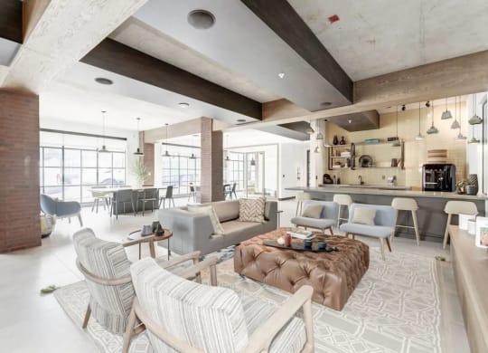 a rendering of a living room with chairs and a table at Reed Row, Washington, DC