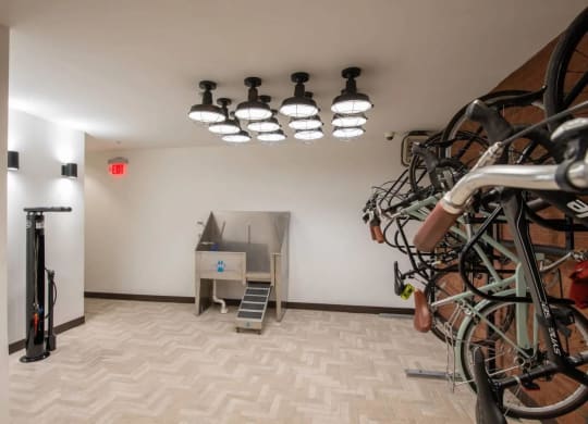 a room with bikes and a piano in it at Reed Row, Washington DC