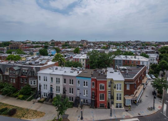 a view of the city from the roof of a building at Reed Row, Washington