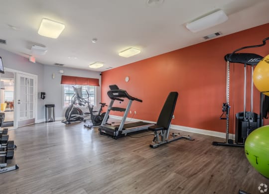 private gym with exercise equipment at Greens at Stonecreek, Georgia