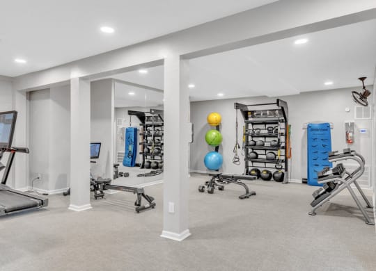 the gym at the landing at pullman apartments in pullman  at Brampton Moors, Cary, North Carolina