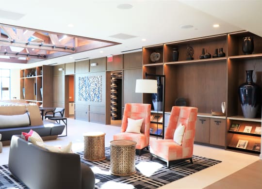 a living room filled with furniture and a large window at Vyne One Loudoun, Ashburn, Virginia