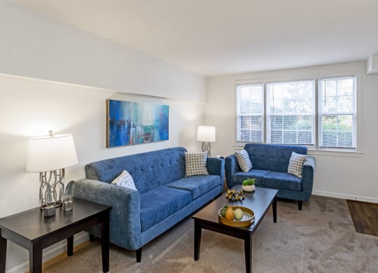 Living Room With Sofa Set at The Fields of Bethesda, Chevy Chase, MD