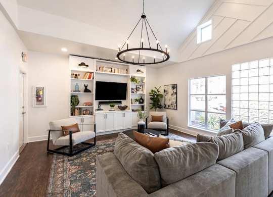 Living Room With TV at Crestline Cary, Cary, NC