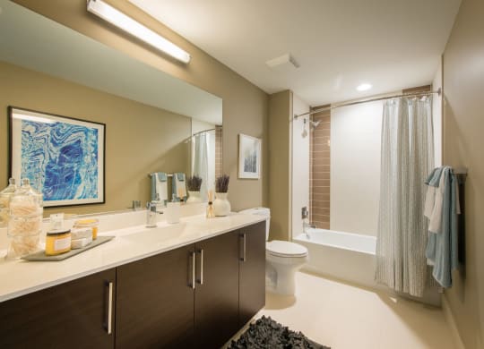 a bathroom with a toilet sink and bathtub at The Acadia at Metropolitan Park, Arlington, 22202