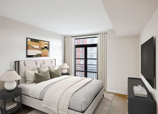 Bedroom With TV at Loree Grand at Union Place, Washington