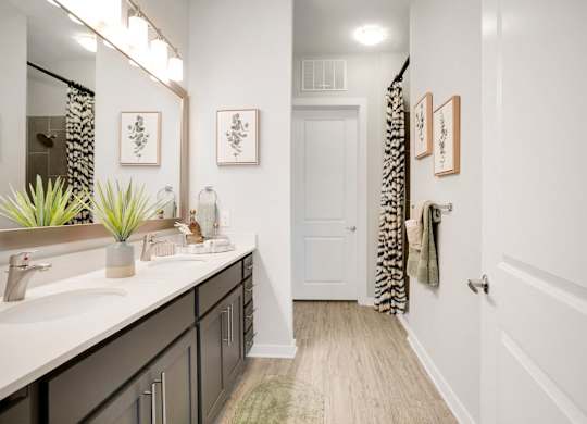 A Bathroom With a White Door at The Aster Cary, North Carolina, 27519