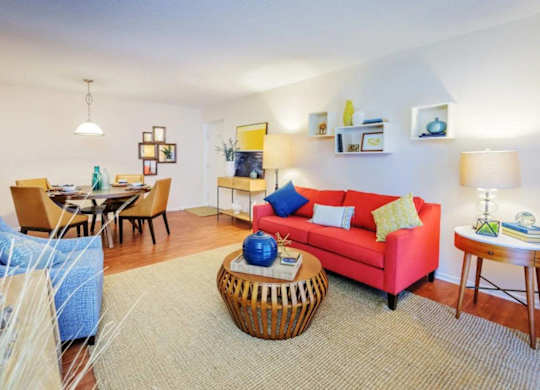 Living Room With Dining Area at The Pointe at Midtown, Raleigh, NC 27609