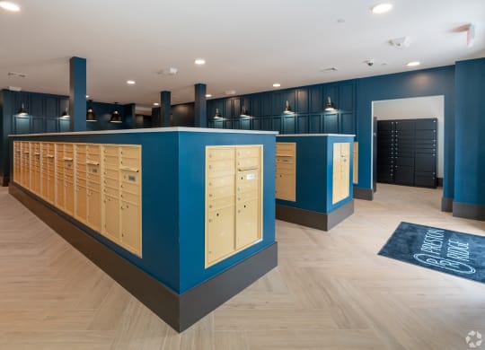 mailroom and package lockers at Preston Ridge Apartments Cary, NC