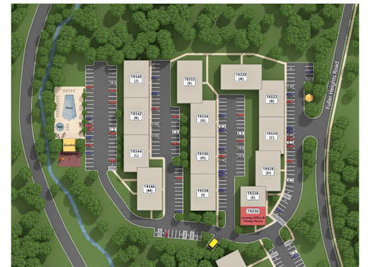 A map of a park with a legend indicating a pool, playground, and tennis courts at Shenandoah Station Apartments, Triangle, VA, 22172