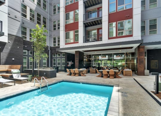 a swimming pool in the middle of a building at South and Hollis, Charlotte, NC, 28209
