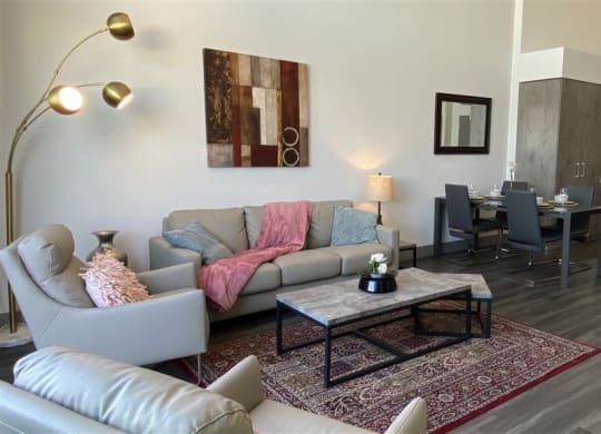 Modern Living Room With Kitchen View at The Mansfield at Miracle Mile, California
