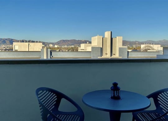 Rooftop Terrace Seating at The Mansfield at Miracle Mile, Los Angeles, CA