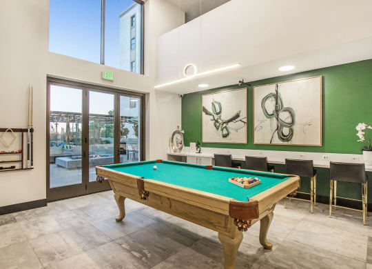 Billiards Table at The Mansfield at Miracle Mile, Los Angeles, California