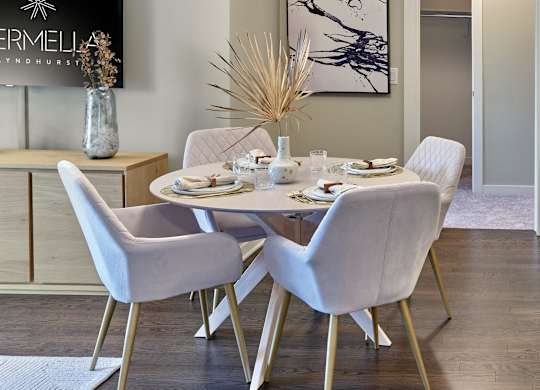 Open layout dining area at Vermella Lyndhurst apartments, Lyndhurst, NJ, 07071