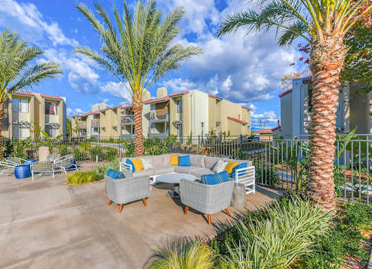 Outdoor lounge at Santee Villas, California