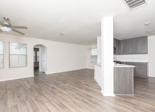 Living And Kitchen View at The Village at Caney Mills, Conroe, Texas
