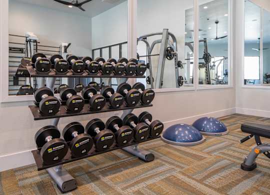 Fitness center at Sorano Apartments