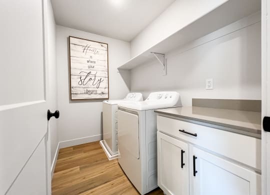 a washer and dryer in a laundry room