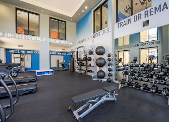 A gym with a sign that says