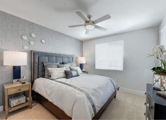 Bedroom with Ceiling Room at Sola at Pacific Highlands Ranch Apartments, San Diego, 92130